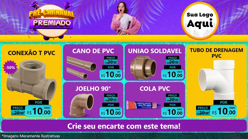 Modelo de TV para TV Horizontal com o tema Pré-Carnaval Premiado para Tubos e conexões