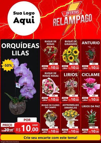 Modelo de Encarte para Encarte A4 Vertical com o tema Ofertas Relâmpago para Floricultura e jardim