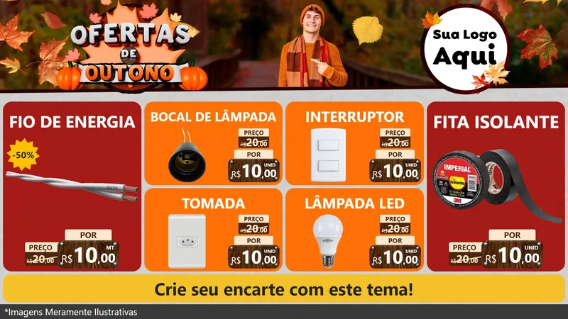 Modelo de TV para TV Horizontal com o tema Ofertas de Outono para Materiais Elétricos