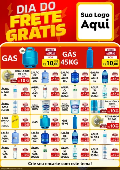 Modelo de Encarte para Encarte A4 Vertical com o tema Dia do Frete Grátis para Água e gás