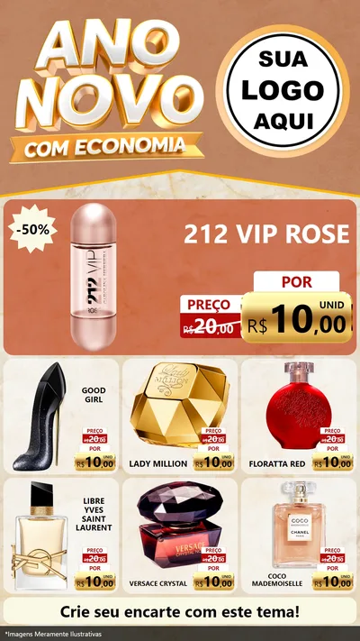 Modelo de Rede Social para Stories com o tema Ano Novo Com Economia para Perfumes