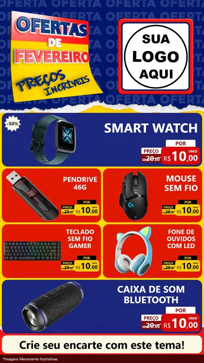Modelo de TV para TV Vertical com o tema Ofertas de Fevereiro - Preços Incríveis para Informática