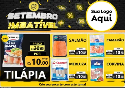 Modelo de Encarte para Encarte A4 Horizontal com o tema Setembro Imbatível para Peixaria