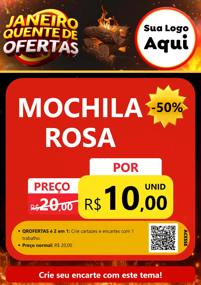 Modelo de Cartaz para Cartaz A4 Vertical com o tema Janeiro Quente de Ofertas para Papelaria