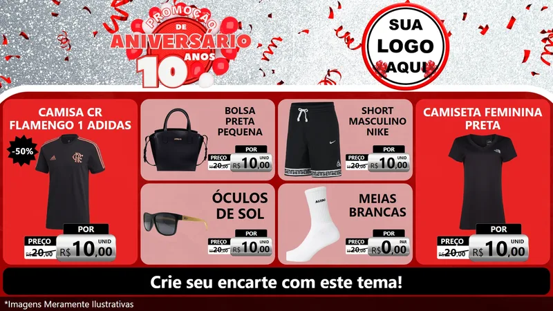 Modelo de TV para TV Horizontal com o tema Promoção de Aniversário - 10 Anos para Roupas e acessórios