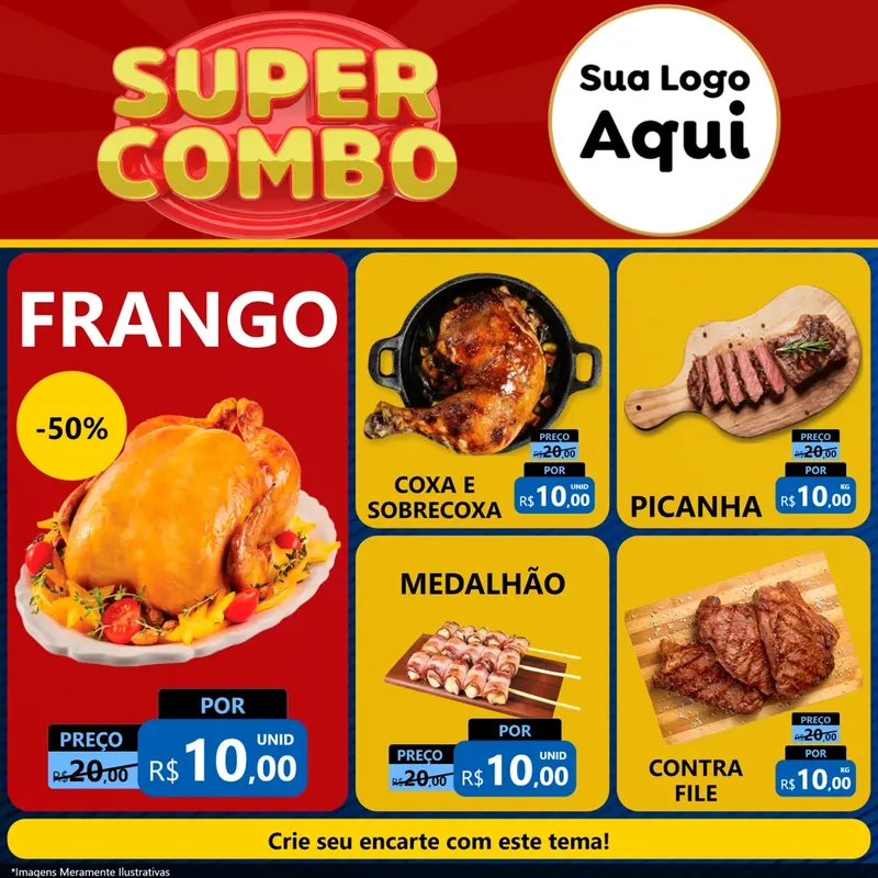 Modelo de Rede Social para Feed Facebook com o tema Super Combo para Assados