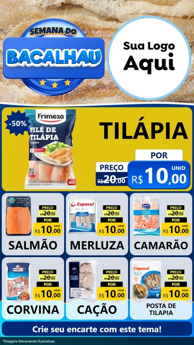 Modelo de Rede Social para Stories com o tema Semana do Bacalhau para Peixaria