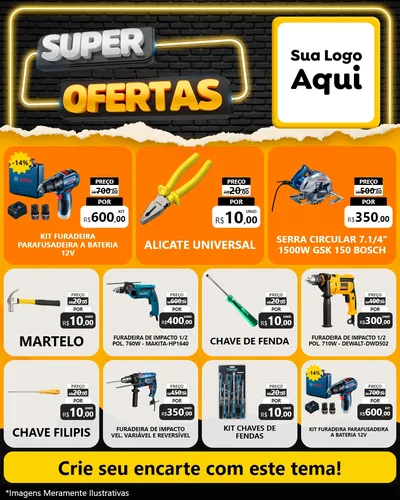 Modelo de Rede Social para Feed Instagram com o tema Super Ofertas para Maquinas e Ferramentas