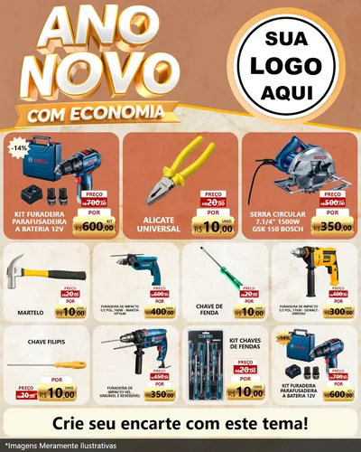 Modelo de Rede Social para Feed Instagram com o tema Ano Novo Com Economia para Maquinas e Ferramentas
