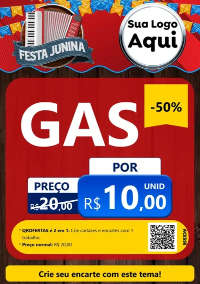 Modelo de Cartaz para Cartaz A4 Vertical com o tema Festa Junina para Água e gás
