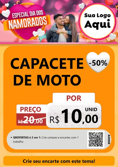 Modelo de Cartaz para Cartaz A4 Vertical com o tema Especial Dia dos Namorados para Moto peças