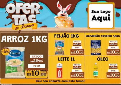 Modelo de Encarte para Encarte A4 Horizontal com o tema Ofertas de Páscoa para Supermercado