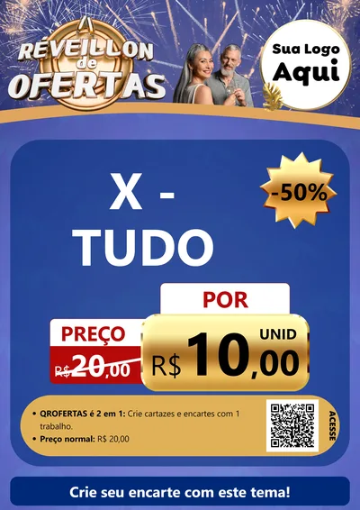 Modelo de Cartaz para Cartaz A4 Vertical com o tema Réveillon de Ofertas para Hamburgueria