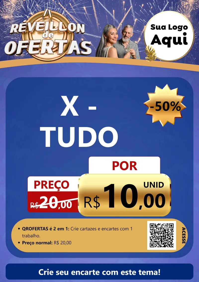 Modelo de Cartaz para Cartaz A4 Vertical com o tema Réveillon de Ofertas para Hamburgueria