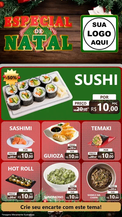 Modelo de Rede Social para Stories com o tema Especial de Natal para Comida japonesa