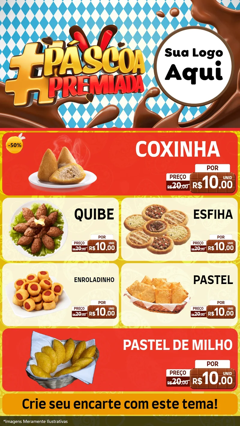 Modelo de TV para TV Vertical com o tema Páscoa Premiada para Salgadaria
