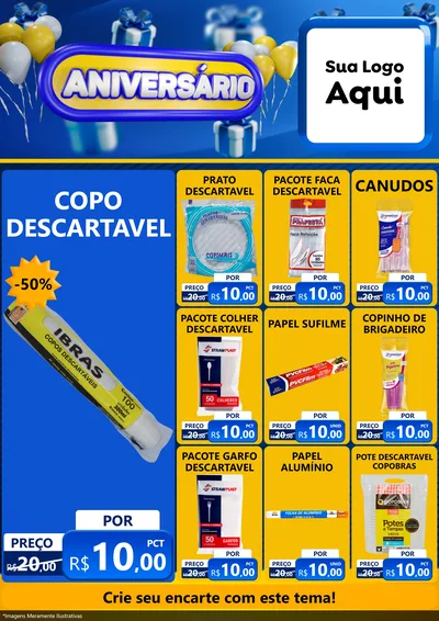 Modelo de Encarte para Encarte A4 Vertical com o tema Aniversário para Embalagens