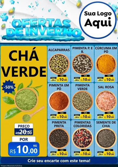 Modelo de Encarte para Encarte A4 Vertical com o tema Ofertas de Inverno para Produtos Naturais
