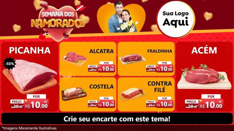 Modelo de TV para TV Horizontal com o tema Semana dos Namorados para Açougue