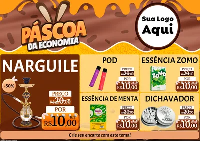 Modelo de Encarte para Encarte A4 Horizontal com o tema Páscoa da Economia para Tabacaria