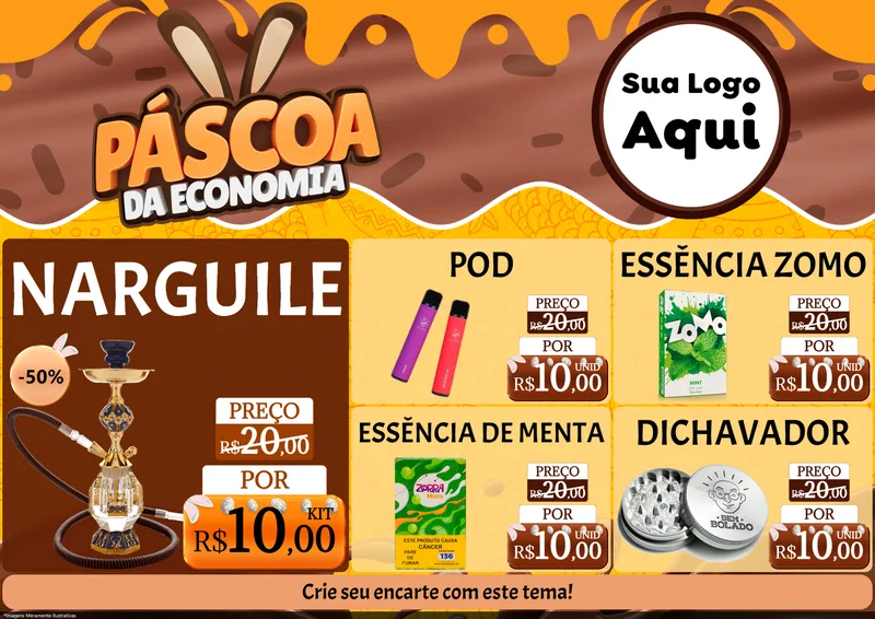 Modelo de Encarte para Encarte A4 Horizontal com o tema Páscoa da Economia para Tabacaria