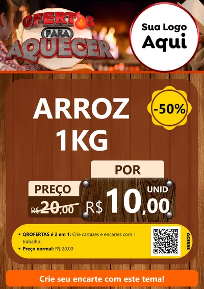 Modelo de Cartaz para Cartaz A4 Vertical com o tema Ofertas Para Aquecer para Supermercado