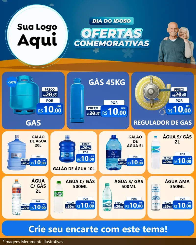 Modelo de Rede Social para Feed Instagram com o tema Dia do Idoso para Água e gás