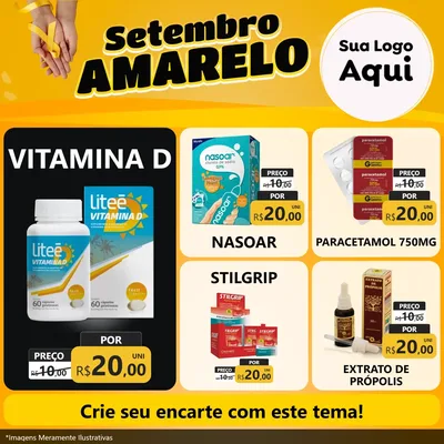 Modelo de Rede Social para Feed Facebook com o tema Setembro Amarelo para Farmácia