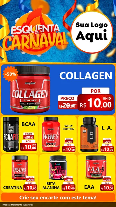 Modelo de Rede Social para Stories com o tema Esquenta de Carnaval para Suplementos alimentares
