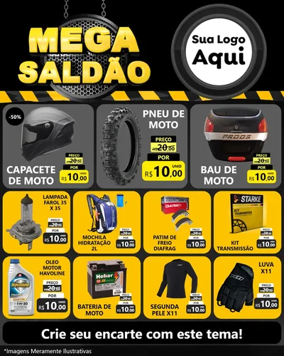 Modelo de Rede Social para Feed Instagram com o tema Mega Saldão para Moto peças