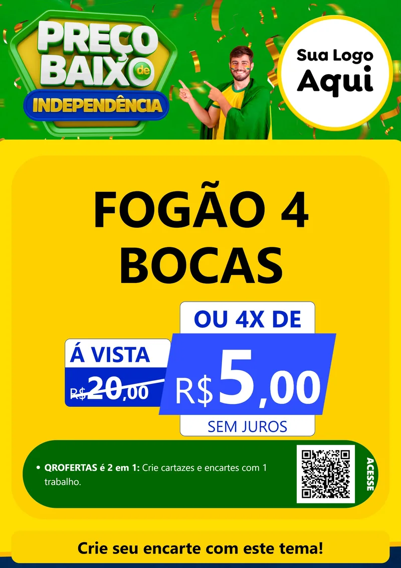 Modelo de Cartaz para Cartaz A4 Vertical com o tema Preço Baixo de Independência para Móveis e Eletro
