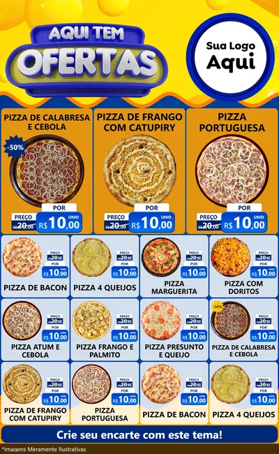 Modelo de Encarte para Encarte Grande com o tema Aqui Tem Ofertas para Pizzaria