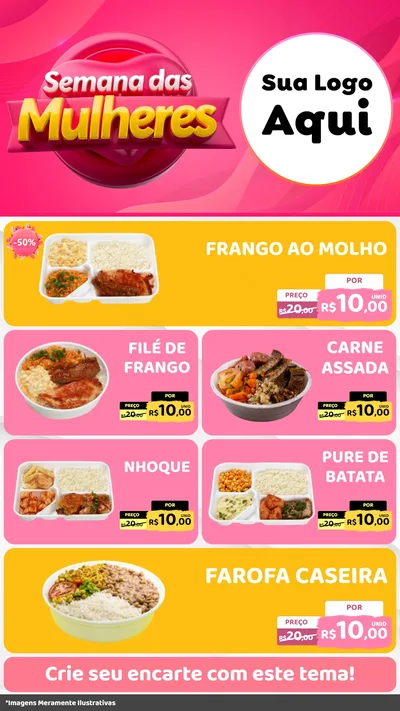 Modelo de TV para TV Vertical com o tema Semana das Mulheres para Restaurante