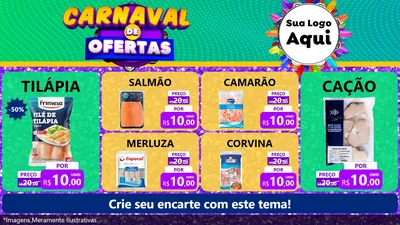 Modelo de TV para TV Horizontal com o tema Carnaval de Ofertas para Peixaria