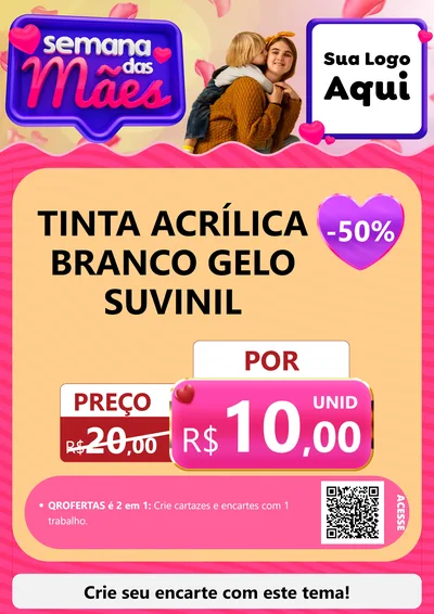 Modelo de Cartaz para Cartaz A4 Vertical com o tema Semana das Mães para Tintas e Ferramentas