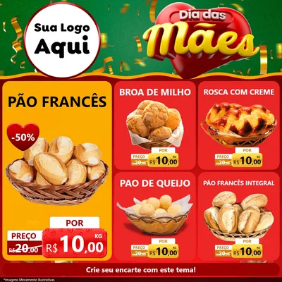 Modelo de Rede Social para Feed Facebook com o tema Dia das Mães para Padaria