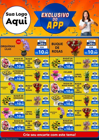 Modelo de Encarte para Encarte A4 Vertical com o tema Exclusivo do Aplicativo para Floricultura e jardim