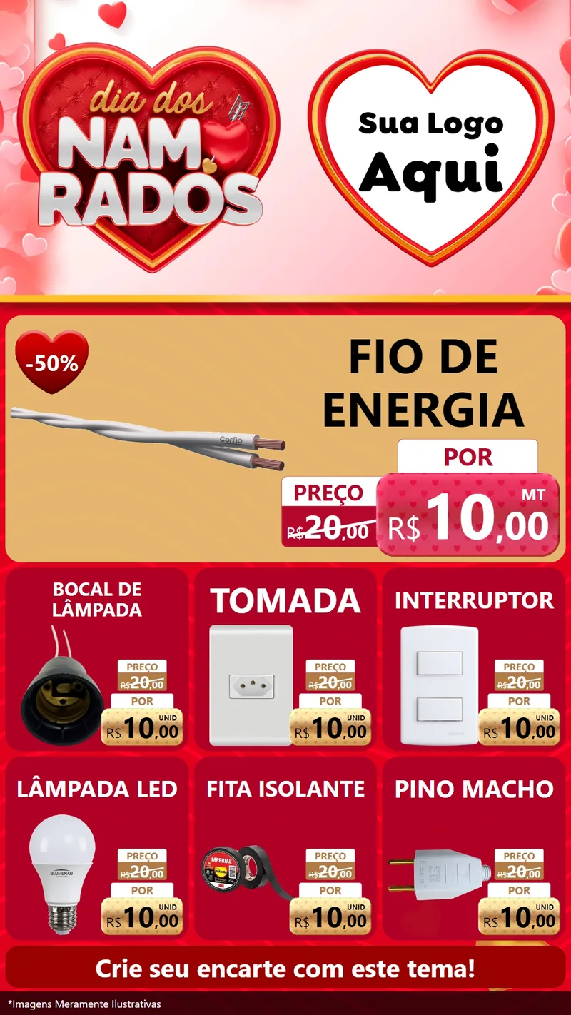 Modelo de Rede Social para Stories com o tema Dia dos Namorados para Materiais Elétricos