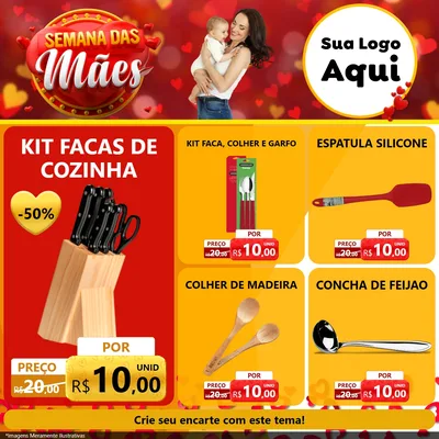Modelo de Rede Social para Feed Facebook com o tema Semana das Mães para Utilidades Domésticas