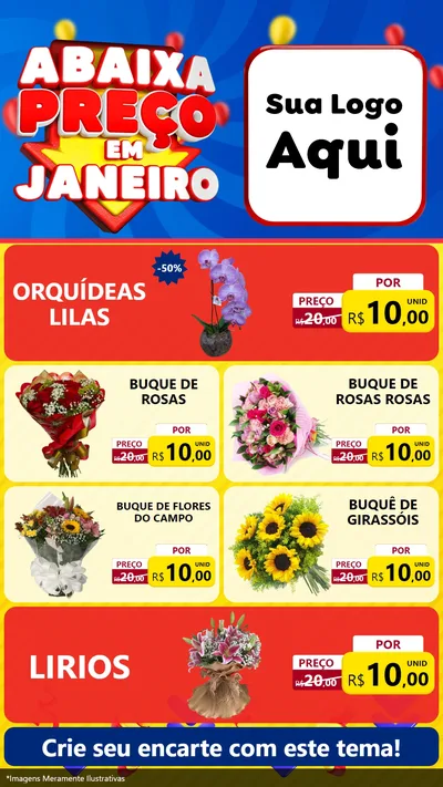 Modelo de TV para TV Vertical com o tema Abaixa Preço em Janeiro para Floricultura e jardim