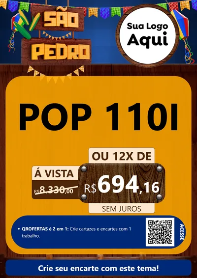 Modelo de Cartaz para Cartaz A4 Vertical com o tema São Pedro para Concessionaria de Motos