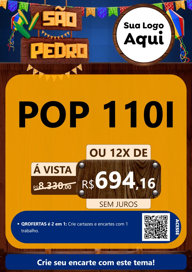 Modelo de Cartaz para Cartaz A4 Vertical com o tema São Pedro para Concessionaria de Motos