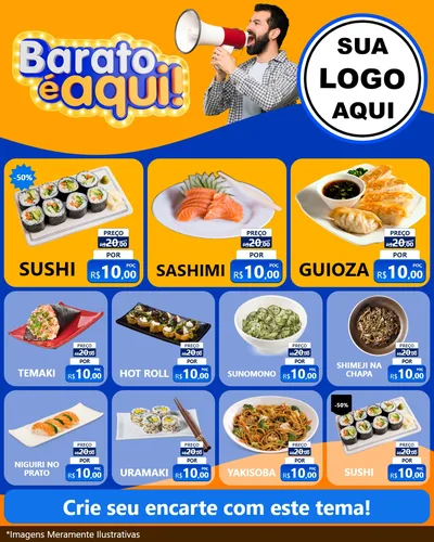 Modelo de Rede Social para Feed Instagram com o tema Barato é aqui para Comida japonesa
