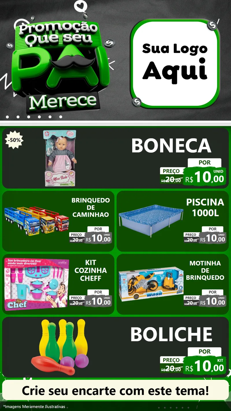 Modelo de TV para TV Vertical com o tema Promoção Que seu Pai Merece para Brinquedos