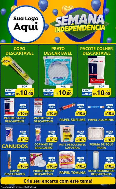Modelo de Encarte para Encarte Grande com o tema Semana da Independência para Embalagens