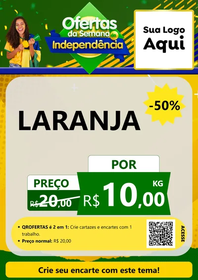Modelo de Cartaz para Cartaz A4 Vertical com o tema Ofertas da Semana da Independência para Hortifrúti