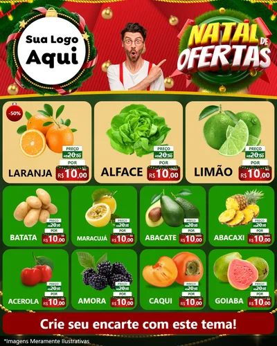 Modelo de Rede Social para Feed Instagram com o tema Natal de Ofertas para Hortifrúti