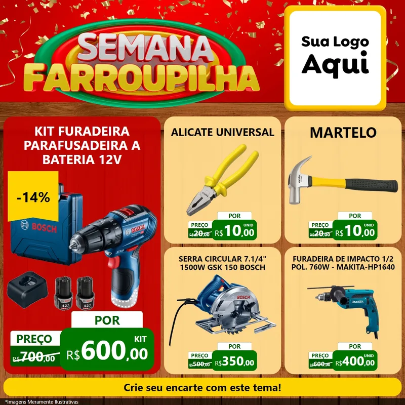 Modelo de Rede Social para Feed Facebook com o tema Semana Farroupilha para Maquinas e Ferramentas