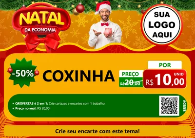 Modelo de Cartaz para Cartaz A4 Horizontal com o tema Natal da Economia para Salgadaria