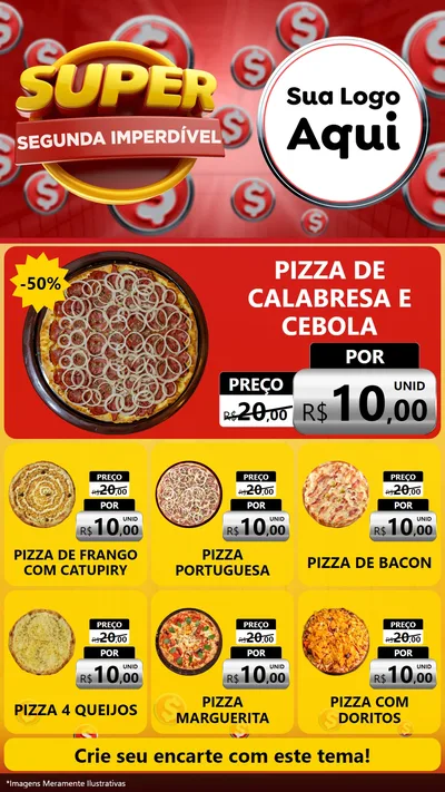 Modelo de Rede Social para Stories com o tema Super Segunda Imperdível para Pizzaria